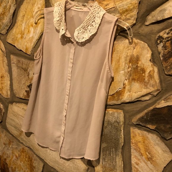 sheer sleeveless button up - Picture 3 of 5